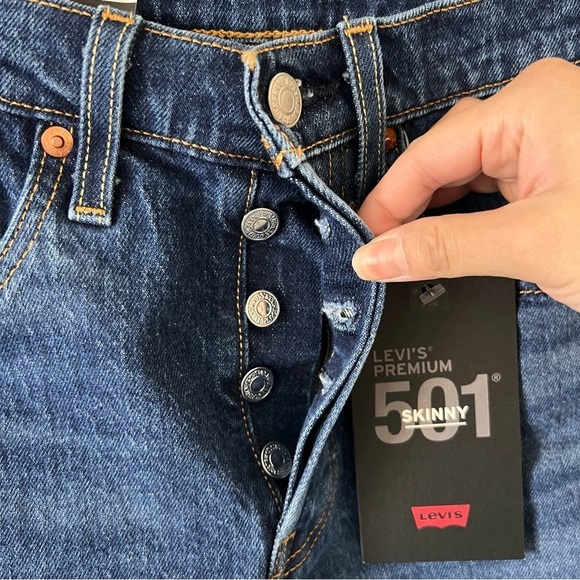 LEVIS 501 Dark Wash High Rise Skinny Jeans - Picture 6 of 12